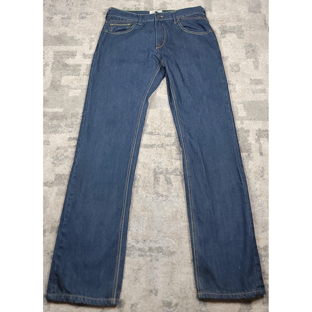BROKEN ENGLISH‎ Men's Straight Leg Stitching Blue Denim Jeans Sz 34x34